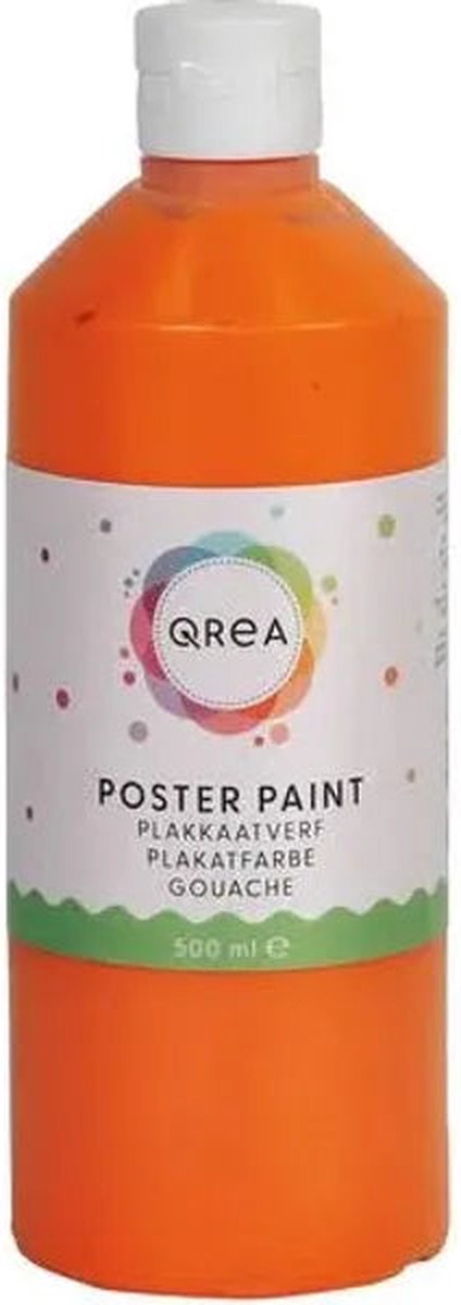 Plakkaatverf qrea oranje 500ml | Fles a 500 milliliter | 6 stuks